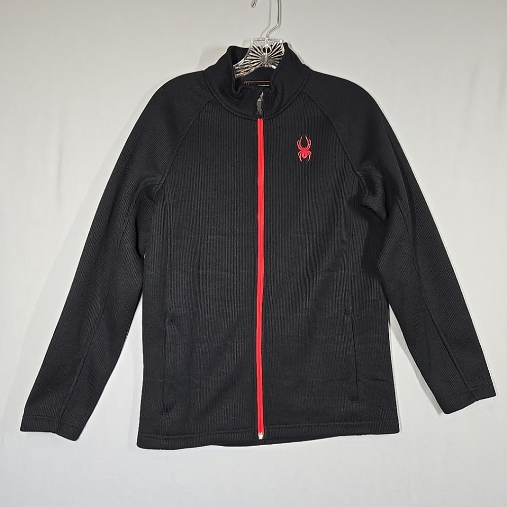 Spyder Sweater Jacket Fleece Lined Youth Boys Size XL 18 Black